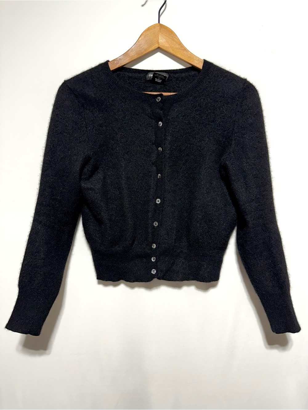 Lord & Taylor 100% Cashmere Black Cropped Cardigan Size L Quiet Luxury